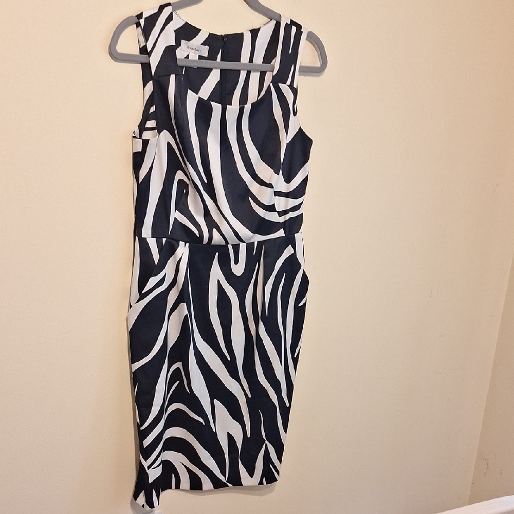 dressbarn Black and White Zebra Midi Dress